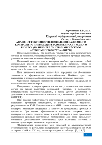 Анализ эффективности проведения налогового контроля по ликвидации задолженности малого бизнеса (на примере Ханты-Мансийского автономного округа - Югры)