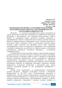 Молодежная политика, как важное направление деятельности органов государственной власти Республики Башкортостан