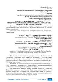 Оценка условий осуществления предпринимательской деятельности на отраслевых рынках Чувашской Республики