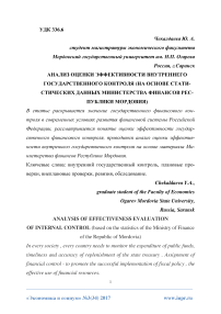 Анализ оценки эффективности внутреннего государственного контроля (на основе статистических данных Министерства финансов Республики Мордовия)