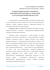 Сравнительный анализ налогового и экономического потенциала Тюменской, Астраханской и Кировской областей