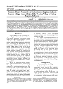 Analysis of sapta pesona (seven enchantments) implementation in tourism village: study at Pujon Kidul tourism village of Malang regency, Indonesia
