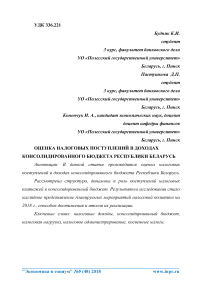 Оценка налоговых поступлений в доходах консолидированного бюджета Республики Беларусь