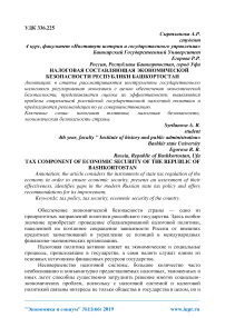Налоговая составляющая экономической безопасности Республики Башкортостан