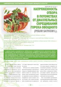 Напряженность отбора в потомствах от диаллельных скрещиваний гороха овощного(pisum sativum L.)