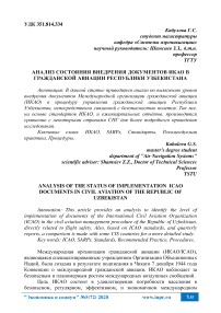 Анализ состояния внедрения документов ИКАО в гражданской авиации Республики Узбекистана