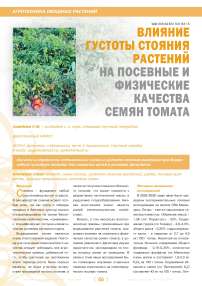Влияние густоты стояния растений на посевные и физические качества семян томата