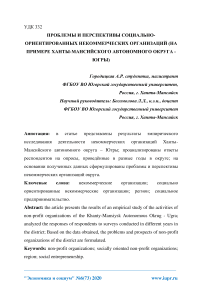 Проблемы и перспективы социально-ориентированных некоммерческих организаций (на примере Ханты-Мансийского автономного округа - Югры)