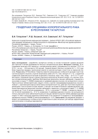 Гендерная специфика колоректального рака в Республике Татарстан
