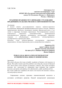 Публично-правовое регулирование страхования предпринимательских рисков в современной России