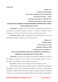 Анализ операций по кредитованию физических лиц в Республике Беларусь