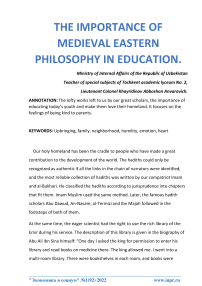 The importance of medieval eastern philosophy in education