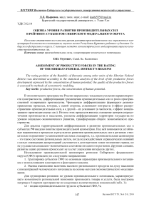 Оценка уровня развития производительных сил в рейтинге субъектов Сибирского федерального округа