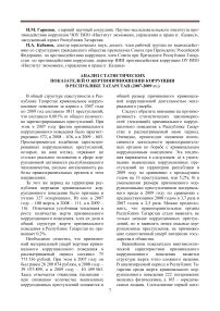 Анализ статистических показателей о жертвоприношении коррупции в Республике Татарстан (2007-2009 гг.)