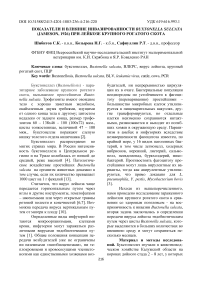 Показатели и влияние инвазированности (Buxtonella sulcata Jameson, 1926) у инфицированного вирусом лейкоза и свободного от вируса крупного рогатого скота