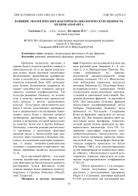 Эколого-физиологические особенности фитомассы амаранта при интродукции в Республике Татарстан