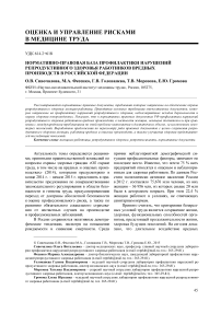 Нормативно-правовая база профилактики нарушений репродуктивного здоровья работников вредных производств в Российской Федерации