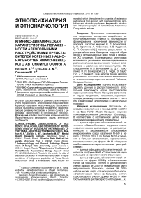 Клинико-динамическая характеристика пораженности алкогольными расстройствами представителей коренных национальностей Ямало-Ненецкого автономного округа