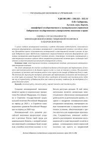 Оценка согласованности инновационной и инвестиционной политик в Хабаровском крае
