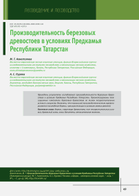 Производительность березовых древостоев в условиях Предкамья Республики Татарстан