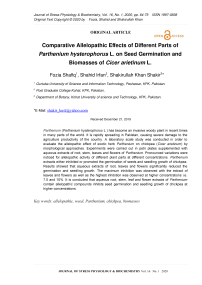 Comparative allelopathic effects of different parts of Parthenium hysterophorus L. on seed germination and biomasses of Cicer arietinum L