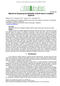 Method for assessing the reliability of earth dams in irrigation systems