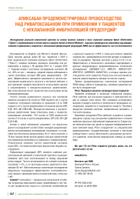 Апиксабан продемонстрировал превосходство над ривароксабаном при применении у пациентов с неклапанной фибрилляцией предсердий