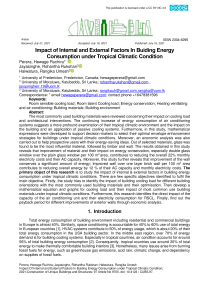 Impact of internal and external factors in buiding energy consumption under tropical climatic condition