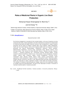 Roles of Medicinal Plants in Organic Live Stock Production