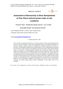 Assessment of Nanotoxicity of Silver Nanoparticles on Pea (Pisum sativum) grown under ex situ conditions