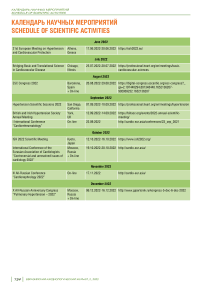 Schedule of scientific activities