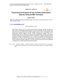 Phytochemical analysis of two Achillea (Asteraceae) species using GC/MS technique