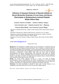 Influence of aqueous extracts of Nauclea latifolia on serum biomarker enzymes of liver injury and serum electrolytes in streptozotocin-induced diabetic Wistar albino rats