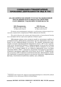 Анализ нейросенсорной тугоухости, выявленной при медицинском освидетельствовании сотрудников ГУВД по Иркутской области