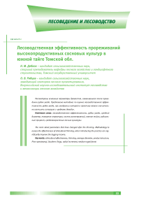 Лесоводственная эффективность прореживаний высокопродуктивных сосновых культур в южной тайге Томской области