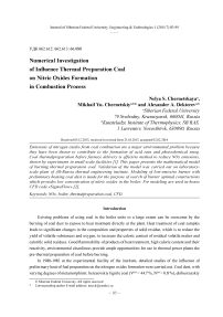 Numerical investigation of influence thermal preparation coal on nitric oxides formation in combustion process
