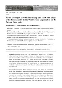 Media and expert expectations of long and short-term effects of the Russian entry to the world trade organization on the Russian forest sector