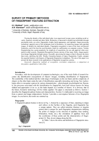 Survey of primary methods of fingerprint feature extraction