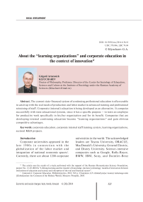 About the “learning organizations” and corporate education in the context of innovation