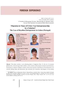 Migration in times of crisis: can entrepreneurship be a solution? The case of Brazilian entrepreneurs in Lisbon (Portugal)