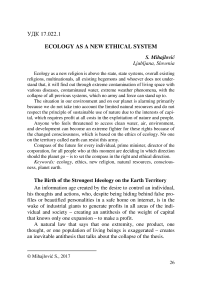 Ecology as a new ethical system