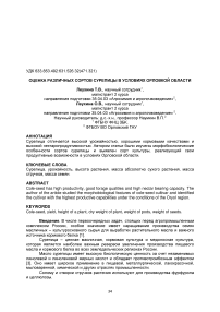 Оценка различных сортов сурепицы в условиях Орловкой области