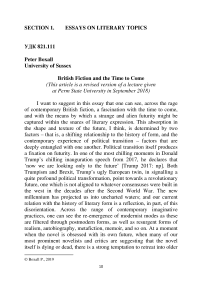 British fiction and the time to come (this article is a revised version of a lecture given at Perm State University in September 2018)