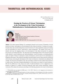 Forming the Practices of Citizens’ Participation in the Development of the Urban Environment: Habitualization or Institutionalization From Above