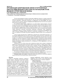 Организация шифрованной связи в пограничных округах НКВД Дальнего Востока на начальном этапе Великой Отечественной войны