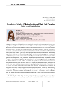 Reproductive attitudes of modern youth toward multi-child parenting: patterns and contradictions