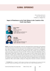 Impact of remittances on the trade balance in the countries of the South Asian region