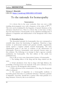 To the rationale for homeopathy