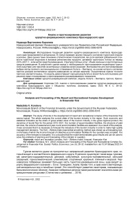 Анализ и прогнозирование развития курортно-рекреационного комплекса Краснодарского края