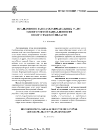 Исследование рынка образовательных услуг экологической направленности в Волгоградской области